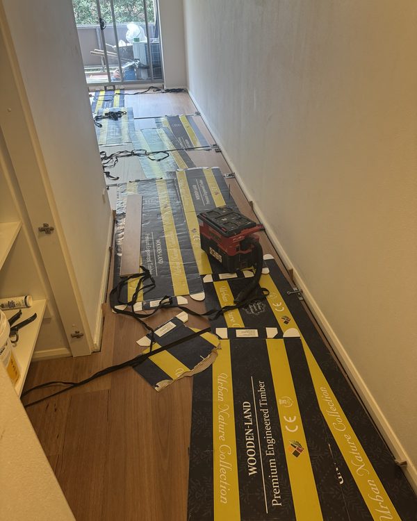 Premium engineered timber packs opened on site during installation